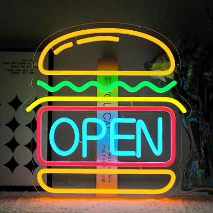 Hamburger Open Neon LED Aydınlatma