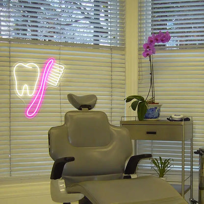 Diş Ve Fırça Neon Dekoratif LED Aydınlatma