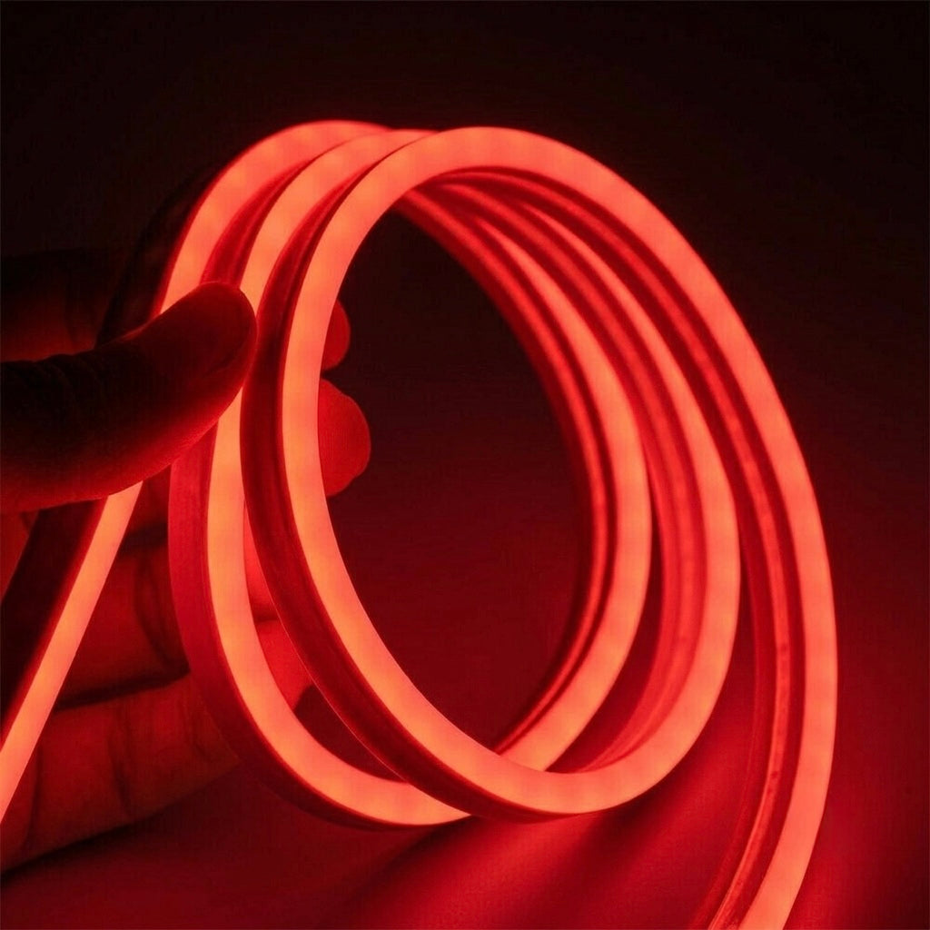 Cuttable at 2.5cm Red Neon LED IP64 – 12V Flexible Neon Strip Lighting