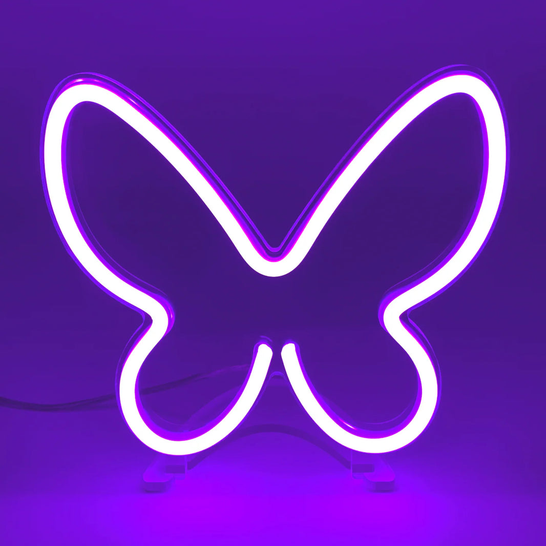 Mor Mini Kelebek Neon Led Işık
