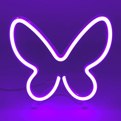 Mor Mini Kelebek Neon Led Işık