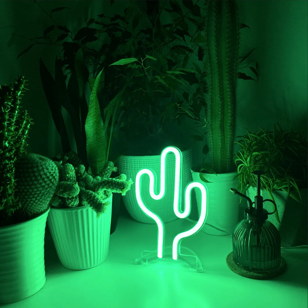 Mini Yeşil Kaktüs Neon Led Işık