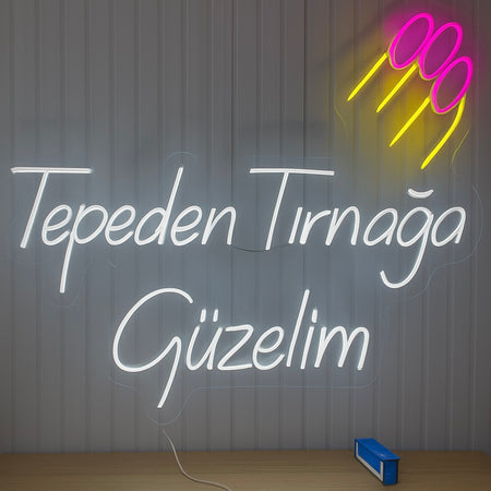 Tepeden Tırnağa Güzelim Güzellik Merkezi Kuaför Neon LED Tabela