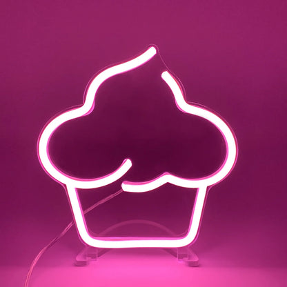 Mini Pembe Cupcake Neon Led Işık