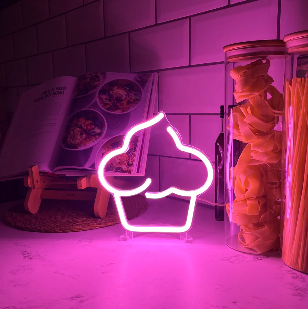 Mini Pembe Cupcake Neon Led Işık