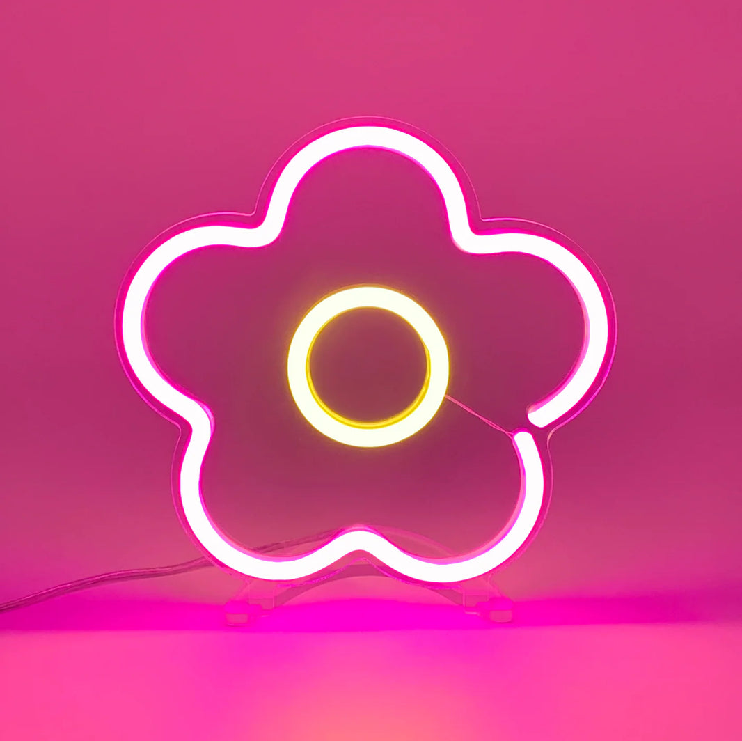 Mini Pembe Çiçek Neon Led Işık