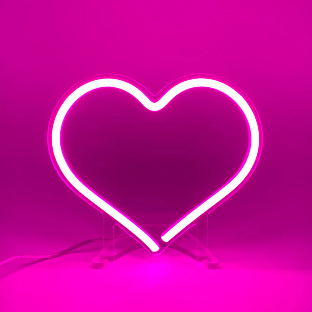 Pembe Mini Kalp Neon Led Işık