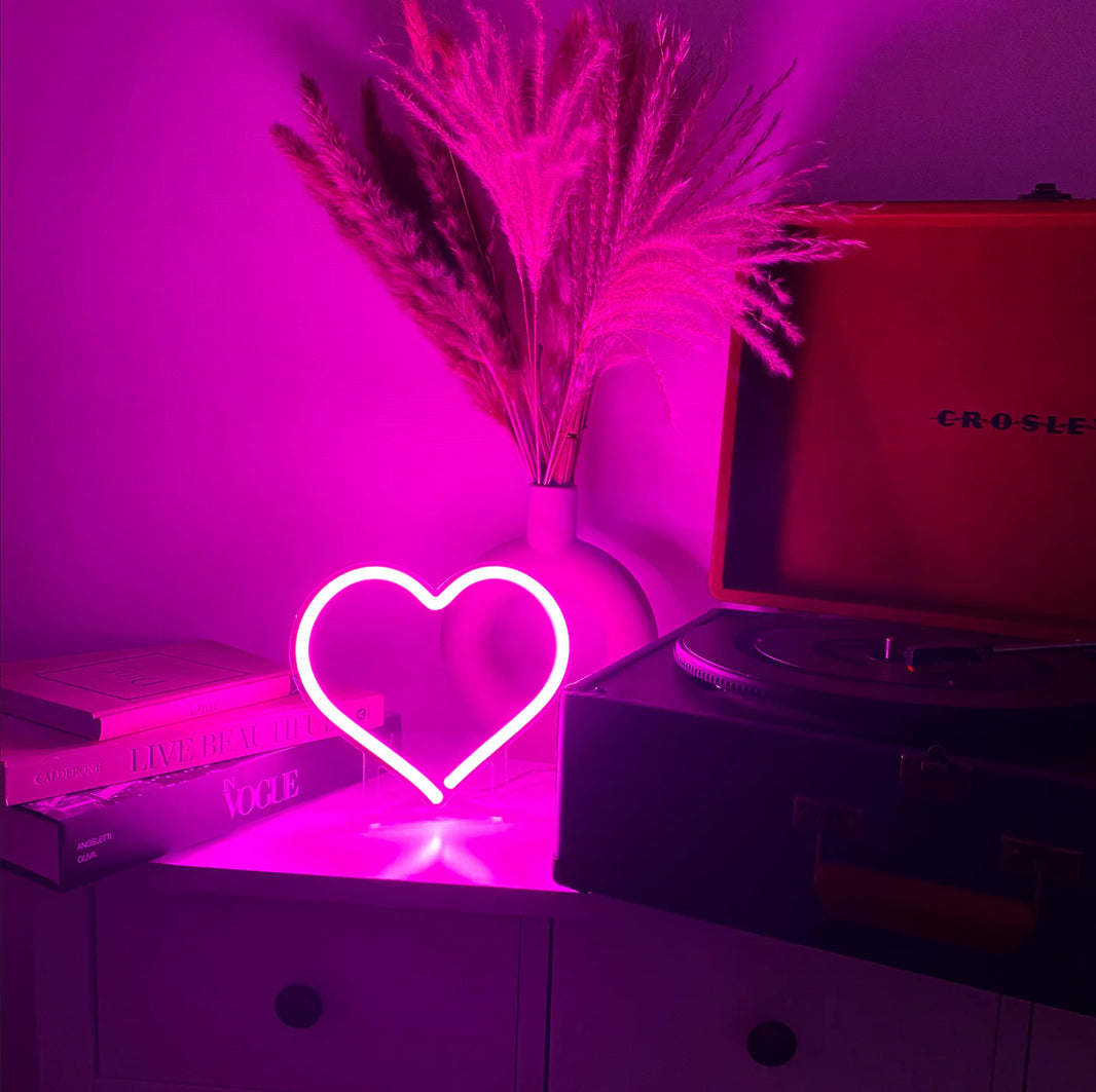 Pembe Mini Kalp Neon Led Işık
