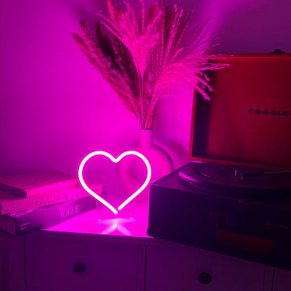 Pembe Mini Kalp Neon Led Işık