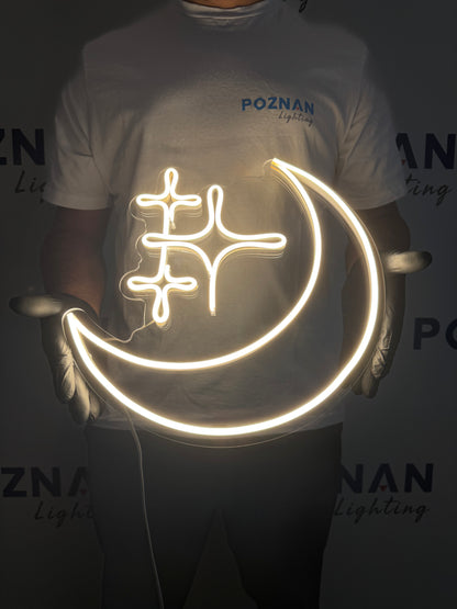 Ay ve Yıldız Dekoratif Neon Led Işık