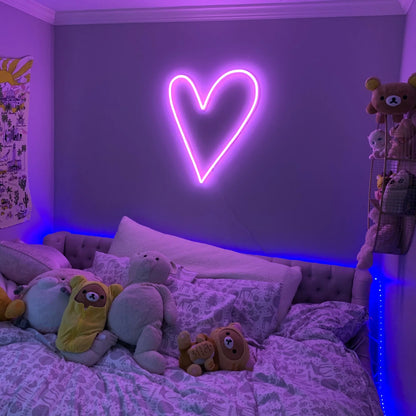 Big Heart Neon Led Işık – Kalp Şekilli Duvar Dekoru