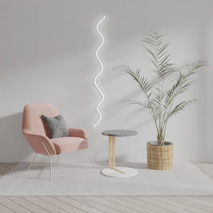Kıvrımlı Çizgi Tasarımlı Beyaz Neon Işık