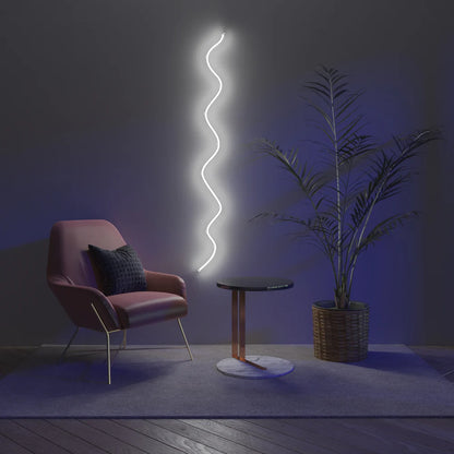 Kıvrımlı Çizgi Tasarımlı Beyaz Neon Işık