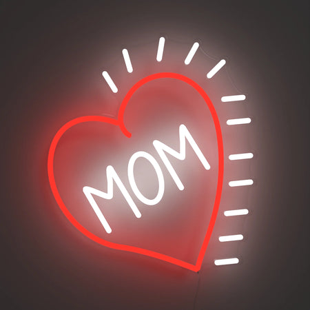 Anne Kalpli Mom Neon Işık | Özel Gün Hediyesi (Kırmızı/Beyaz)
