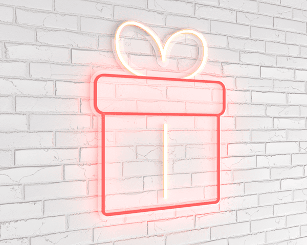 Hediye Kutusu Neon Işıklı Yılbaşı Dekorasyonu