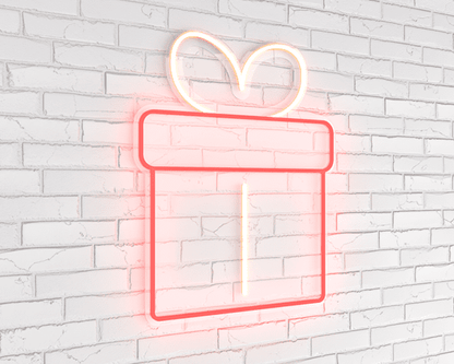 Hediye Kutusu Neon Işıklı Yılbaşı Dekorasyonu