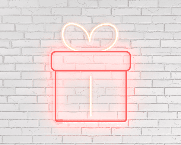 Hediye Kutusu Neon Işıklı Yılbaşı Dekorasyonu