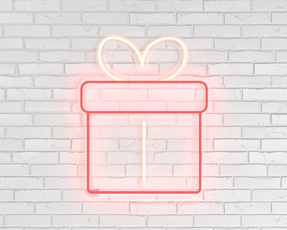 Hediye Kutusu Neon Işıklı Yılbaşı Dekorasyonu