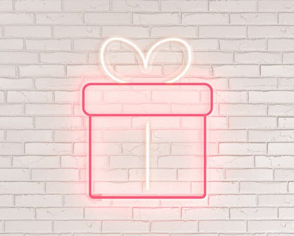 Hediye Kutusu Neon Işıklı Yılbaşı Dekorasyonu