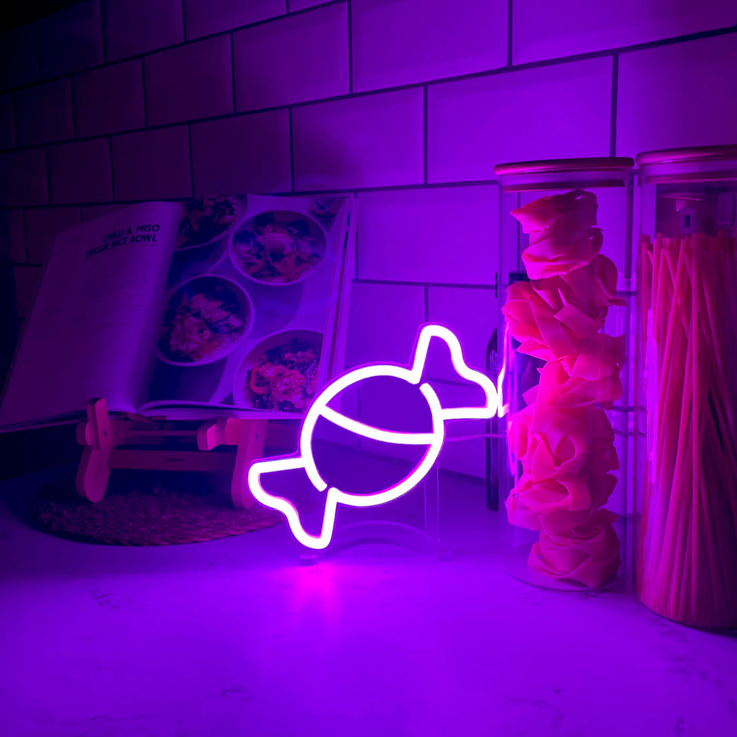 Mini Şeker Mor Neon Led Işık