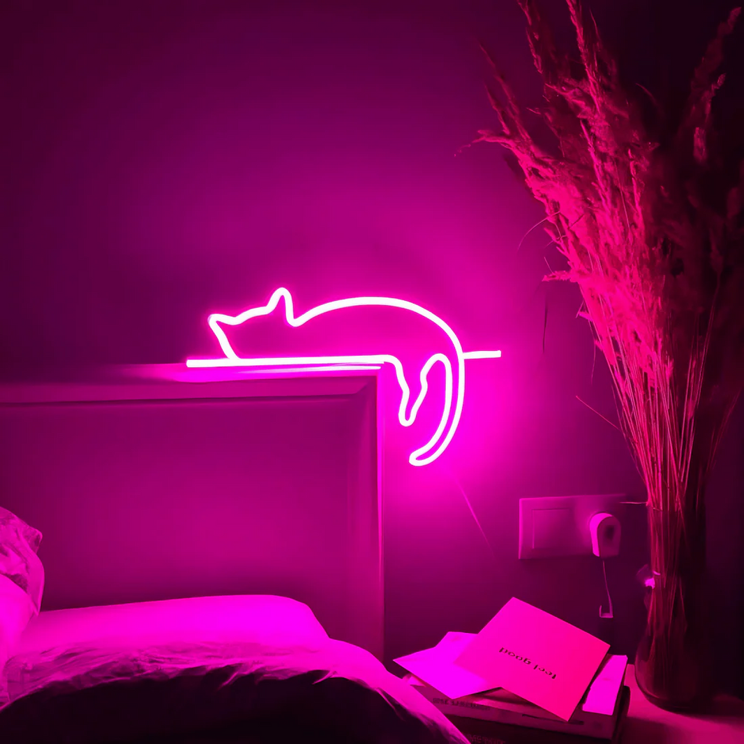 Neon LED Işıklı Kedi