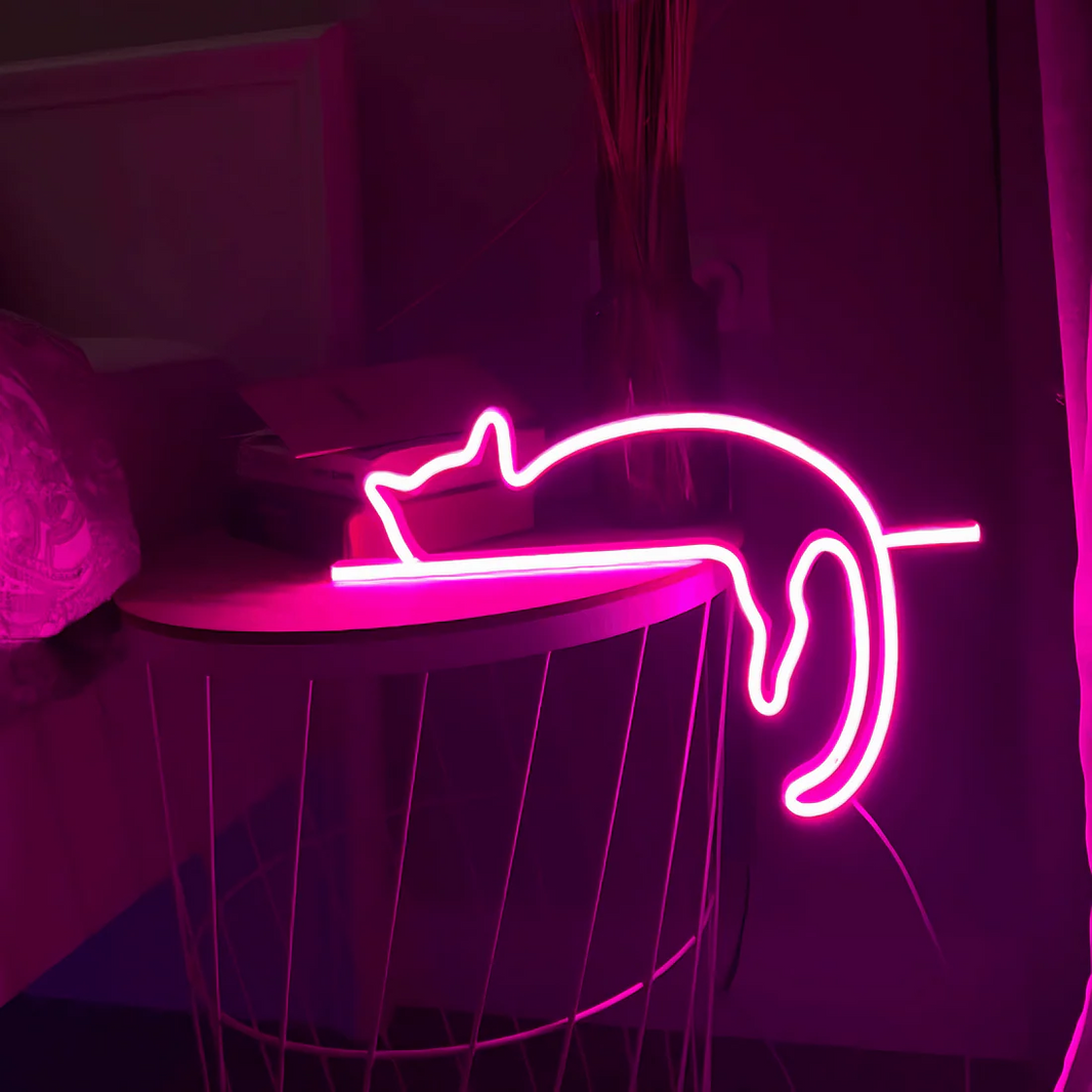 Neon LED Işıklı Kedi