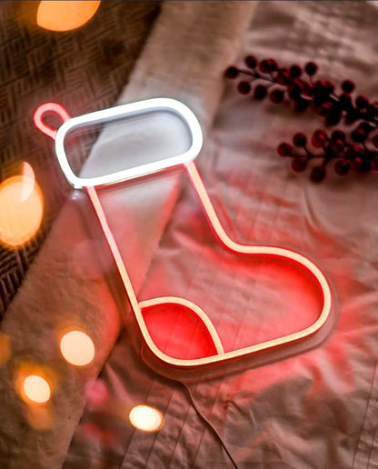 Yılbaşı Temalı Çorap Dekor Işık Neon LED