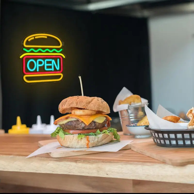 Hamburger Open Neon LED Aydınlatma