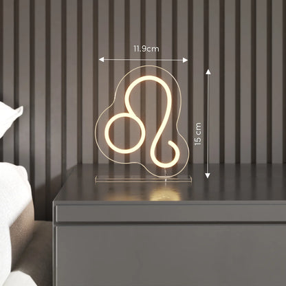 Aslan Burcu Masaüstü Neon Led Tabela