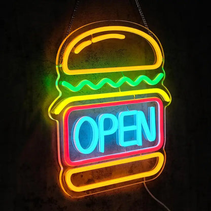 Hamburger Open Neon LED Aydınlatma