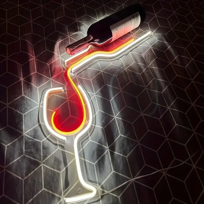 Şarap Kadehi Neon LED Dekor Aydınlatma