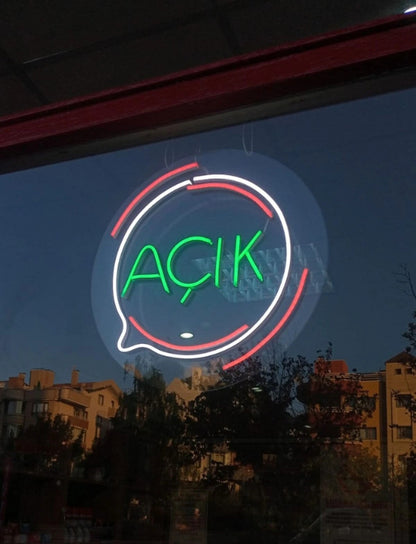 Açık Yazısı Neon Led Tabela