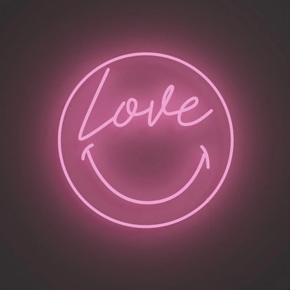 Love Smiley Neon | Pembe Daire Tasarım LED Dekor