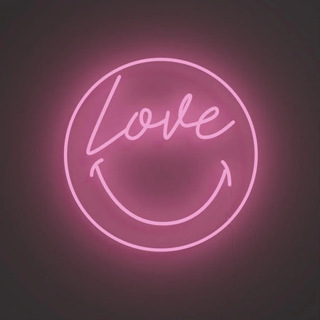Love Smiley Neon | Pembe Daire Tasarım LED Dekor