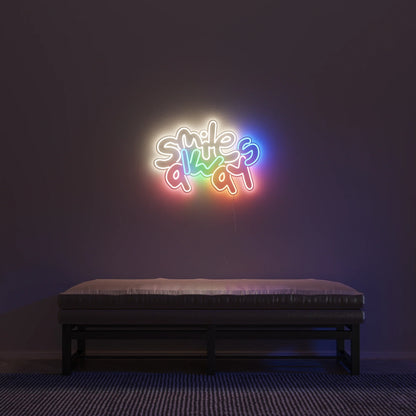 Smile Always Neon LED Tabela | Renkli Dekoratif Duvar Işığı